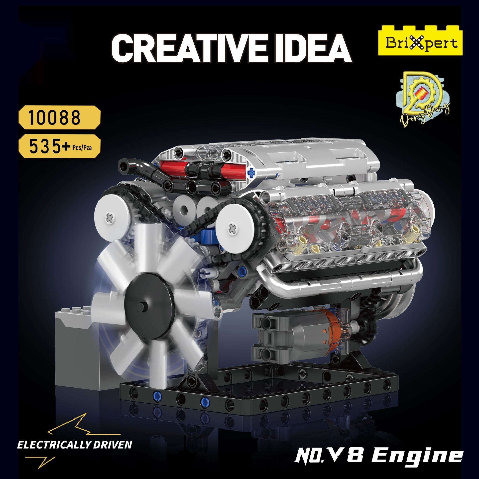Creative Building Blocks V-type 8 Cylinder Engine Decoration Boy Gift